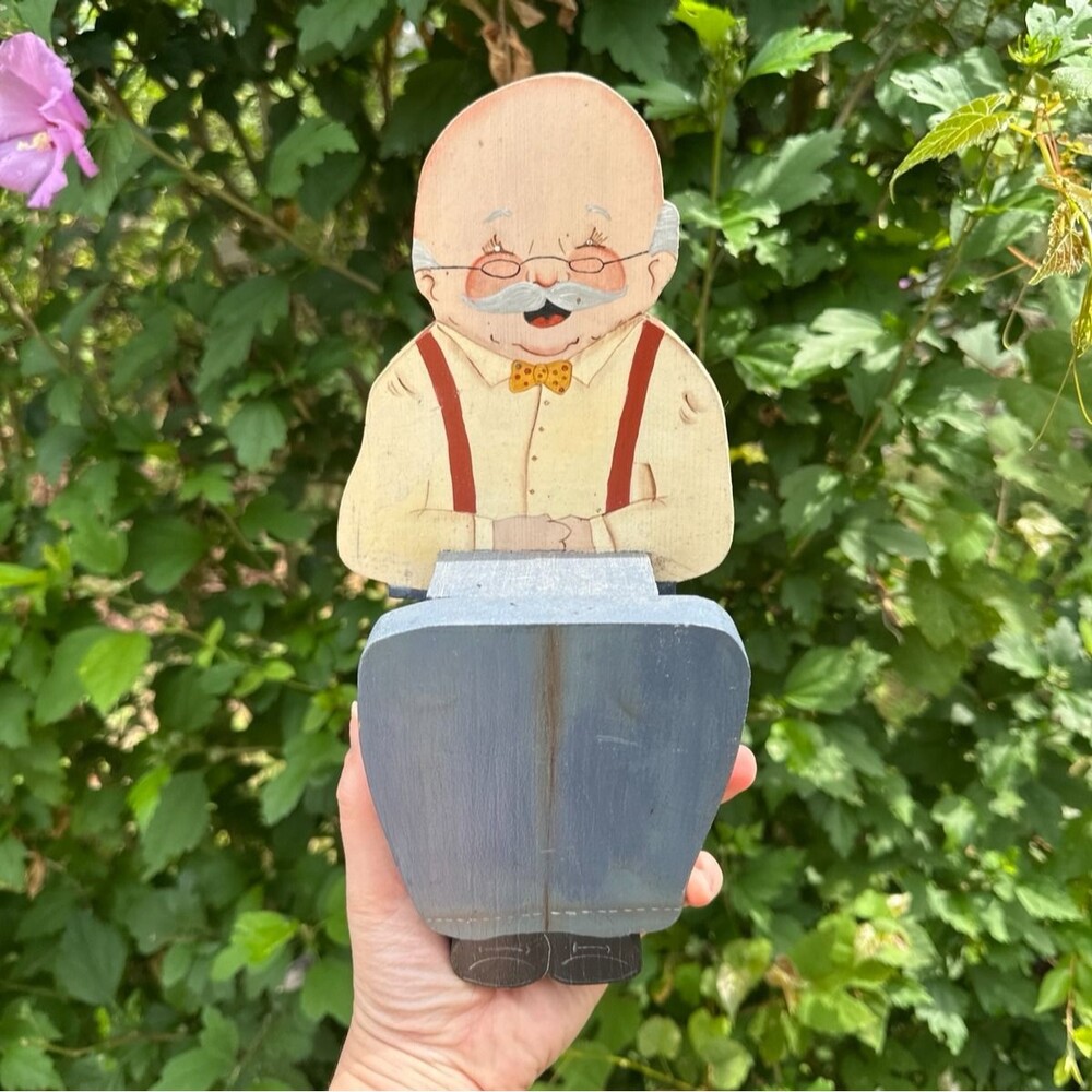Handmade Folk Art Grandpa Wooden Shelf Sitter Farmhouse Decor